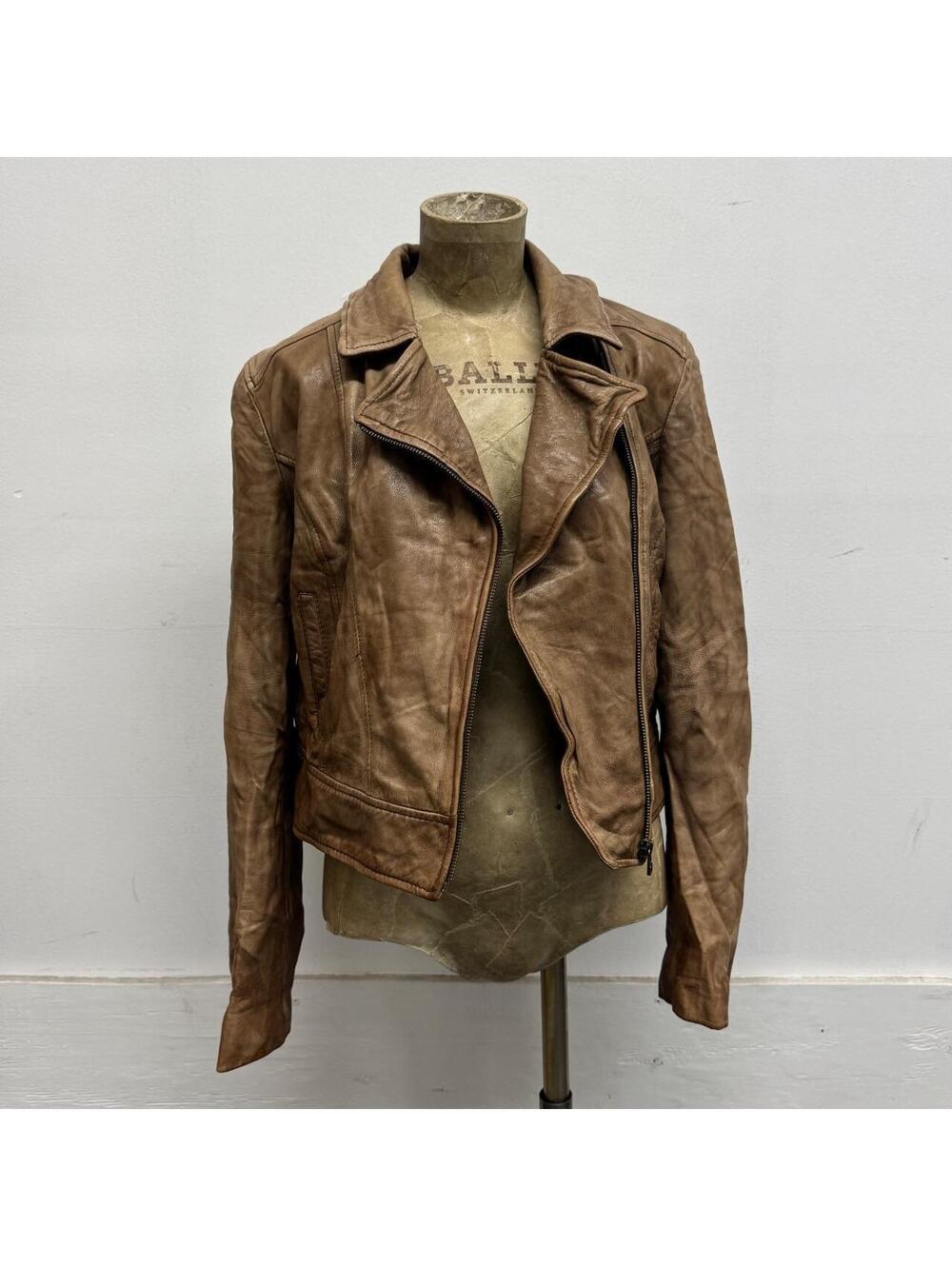 Vintage Brown Faded Moto Genuine Leather Jacket - Picture 5 of 8